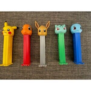 PEZ Pokemon Dispensers : Pikachu, Bulbasaur, Squirtle, Charmander & Eevee